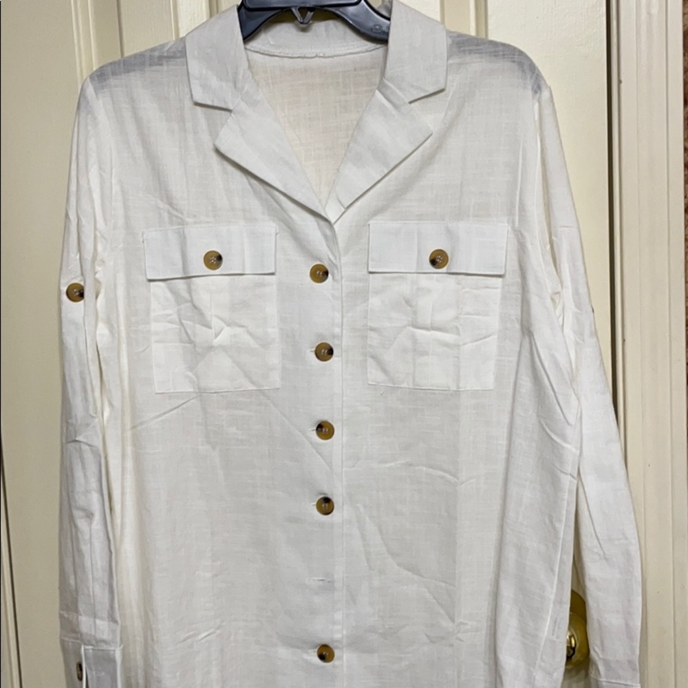 White button down linen shirt